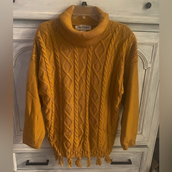 Vintage Norton McNaughton Heavy Knit Cowl‎ Neck Tassel Sweater - Picture 1 of 5